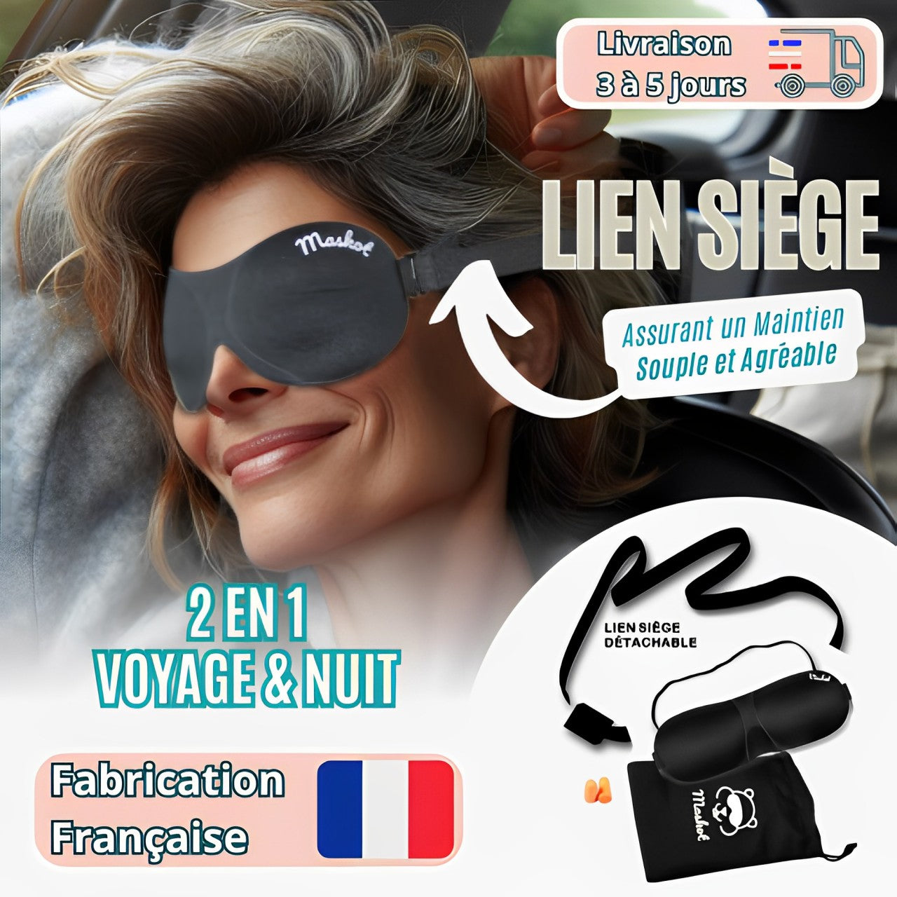 masque de voyage masque de sommeil de voyage masque de nuit masque yeux avion asleep mask maskot ergonomique